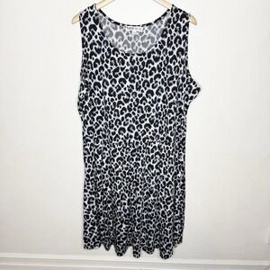 Meri Skye Sleeveless Blue Black Leopard Print Stretch Dress Twee Women's 3X